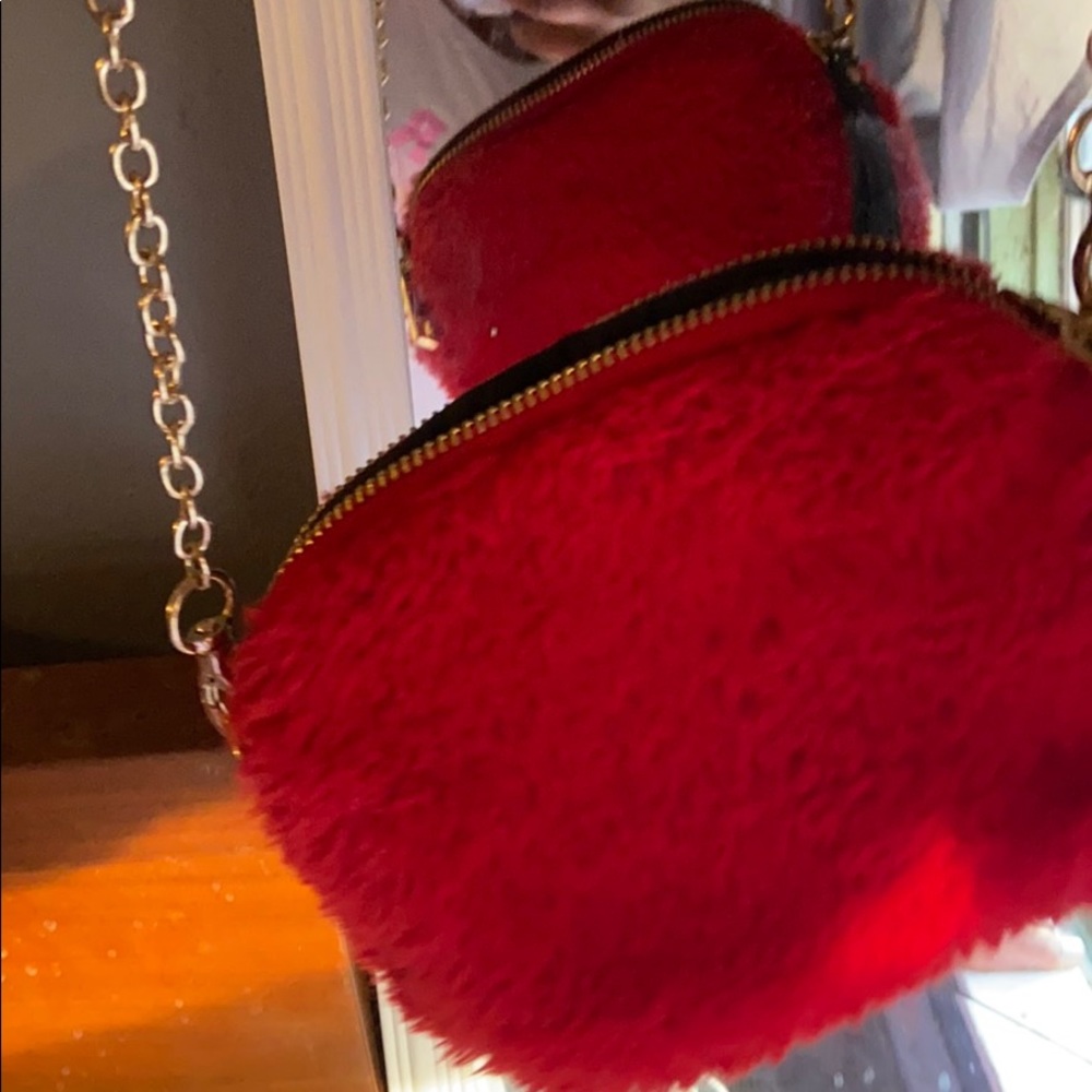 Red Faux Fur Purse